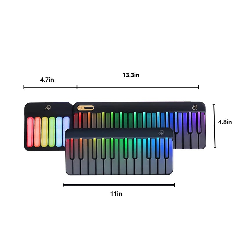PopuMusic 59 Keys Smart Piano | 29-key Main + Chord + 24 Expansion Keyboard, 256 Tones MIDI LED Portable