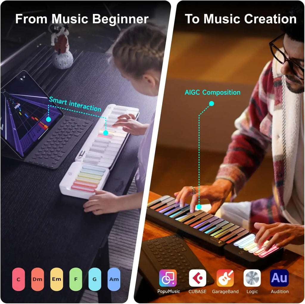 Number Keyboeard PopuMusic 59 Keys Smart Piano | 29-key Main + Chord + 24 Expansion Key ...