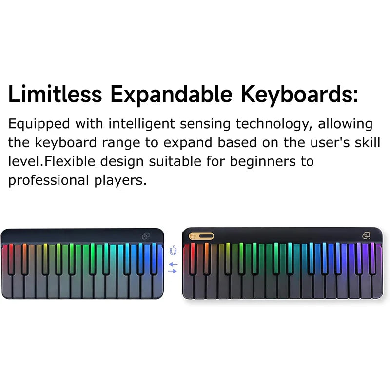 PopuMusic 59 Keys Smart Piano | 29-key Main + Chord + 24 Expansion Keyboard, 256 Tones MIDI LED Portable